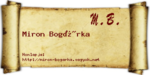 Miron Bogárka névjegykártya
